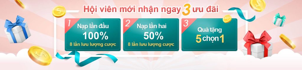 Hội viên mới nhận ngay 3 ưu đãi hấp dẫn tại Kubet Việt Nam – Nạp lần đầu 100% nạp lần hai 50% và quà tặng 5 chọn 1 Tham gia ngay để bắt đầu h